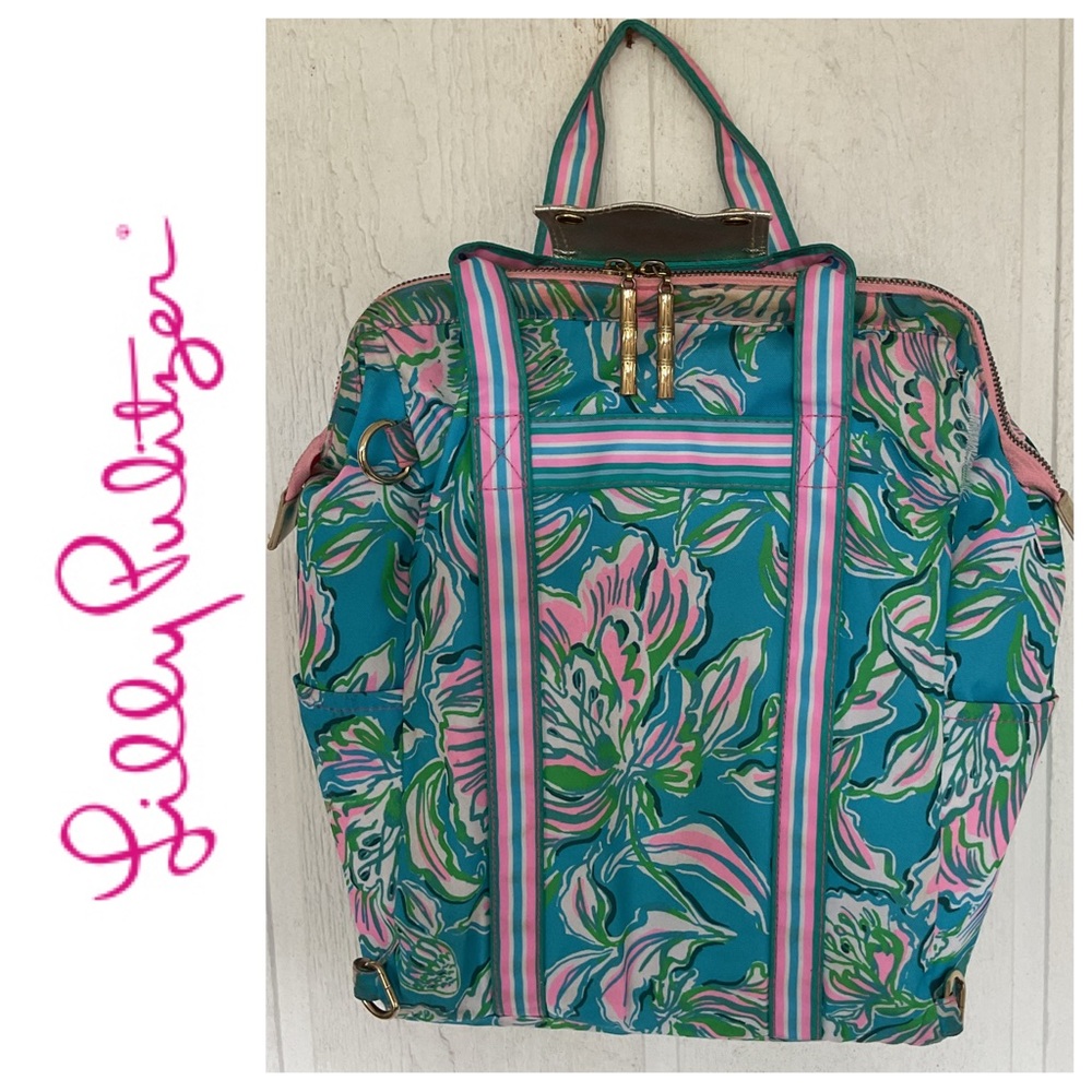 Lilly Pulitzer Pink Blue Insulated Backpack
